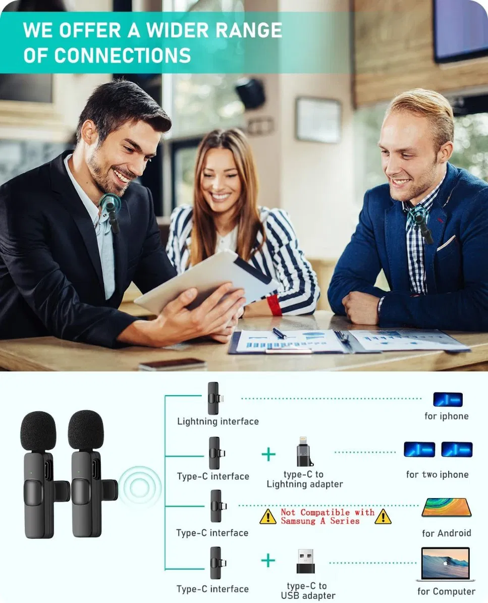 Professional Wireless Lavalier Microphones for Smartphones and Cameras