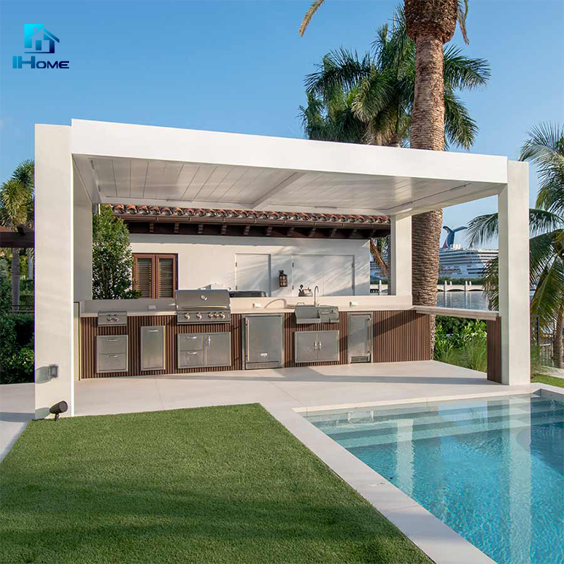 Customized Design Prefabricated Automatic Foldable Pergola Nordic Sun Rooms Balcone Garden Exterior Design Aluminum Veranda