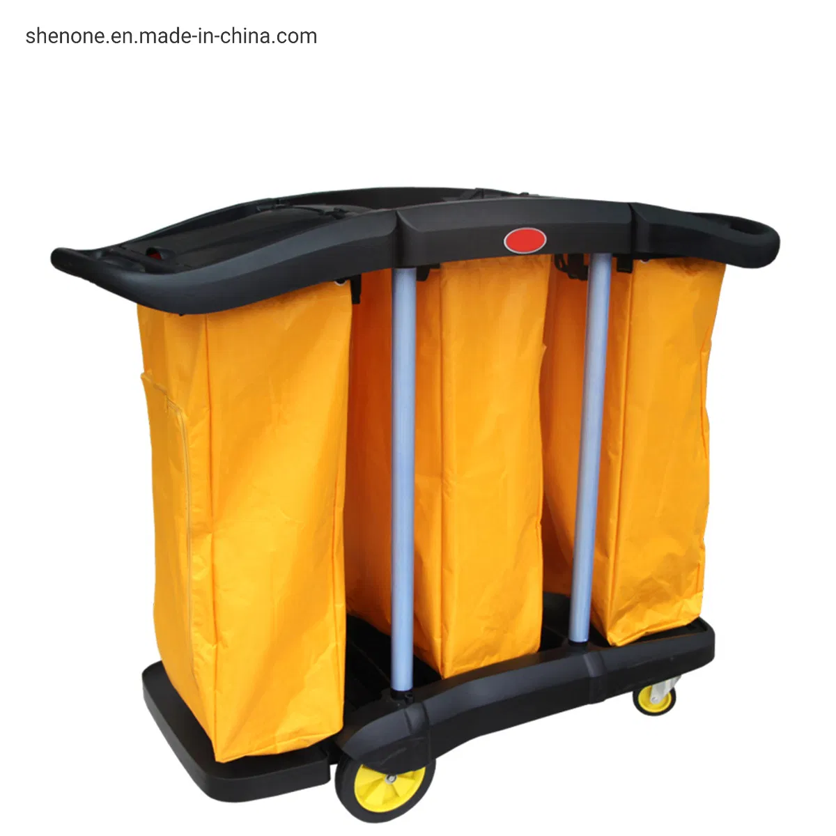 Shenone Best Quality Plastic Multipurpose Hotel Airport Shopping Mall Cleaning Trolley with Sliding Door and Down Press Wringer Bucket