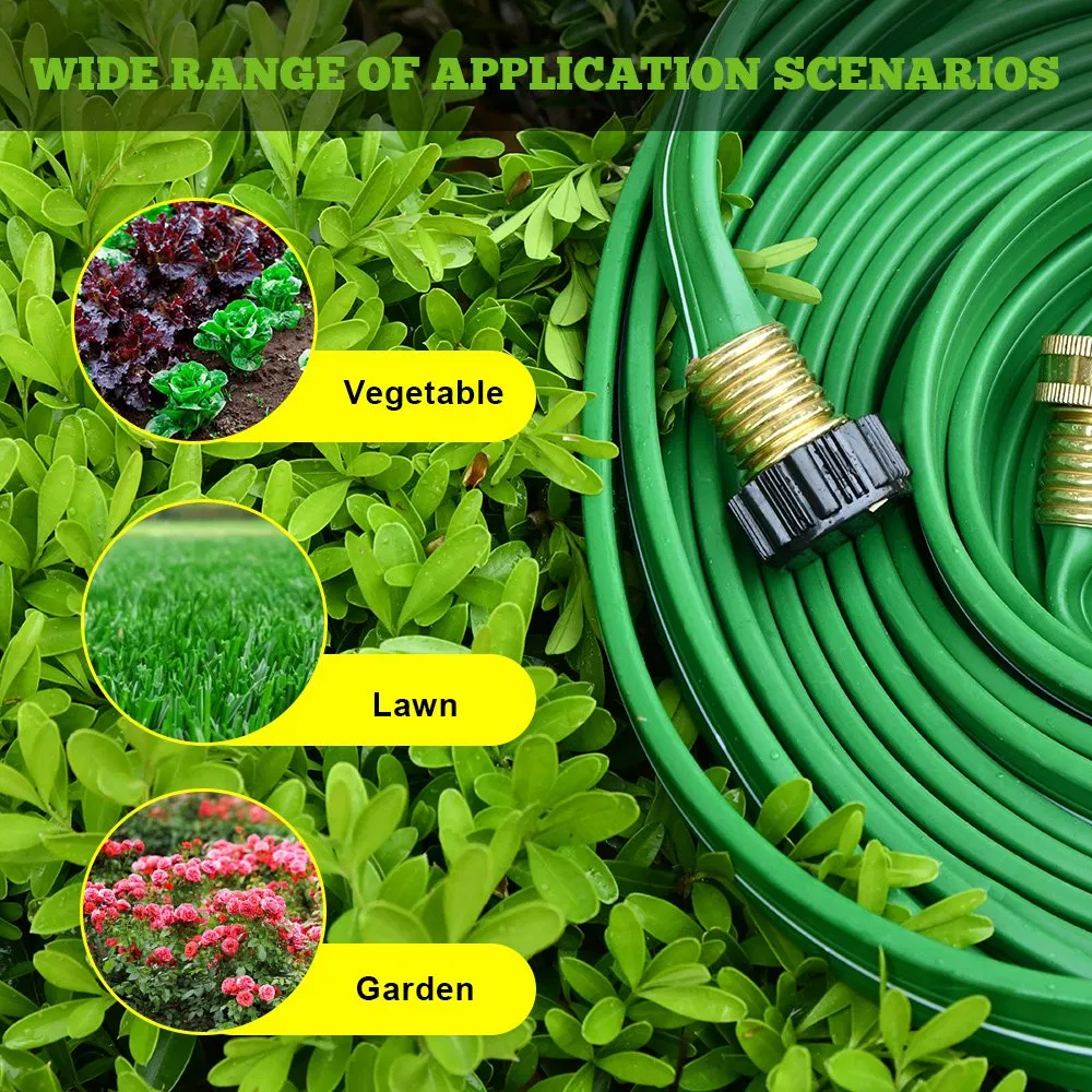 50FT Professional Flat Soaker and Sprinkler 3-Paths Garden Watering Irrigation Hose with Brass Connector 3-Waterway Hose