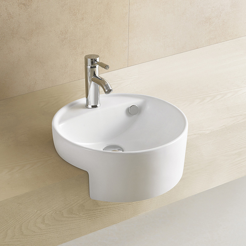 Ovs Foshan Factory Price Modern Luxury Toilet Hand Wash Basin Semi Recessed Sink Economic Ceramic Washbasin Bathroom Basin