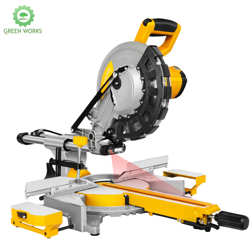 10-Inch Electric Drawbar Sliding Miter Saw 255mm Aluminum & Wood Cutter 45° Home Type for Woodworking & Boundary Aluminum