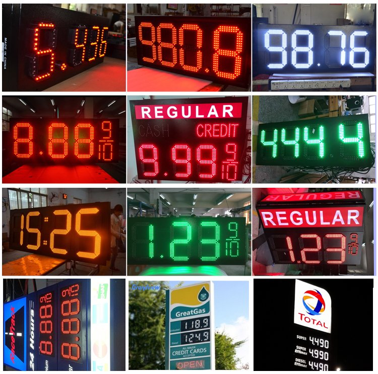 Waterproof 7 Segment Outdoor Gas Price High Brightness LED Display