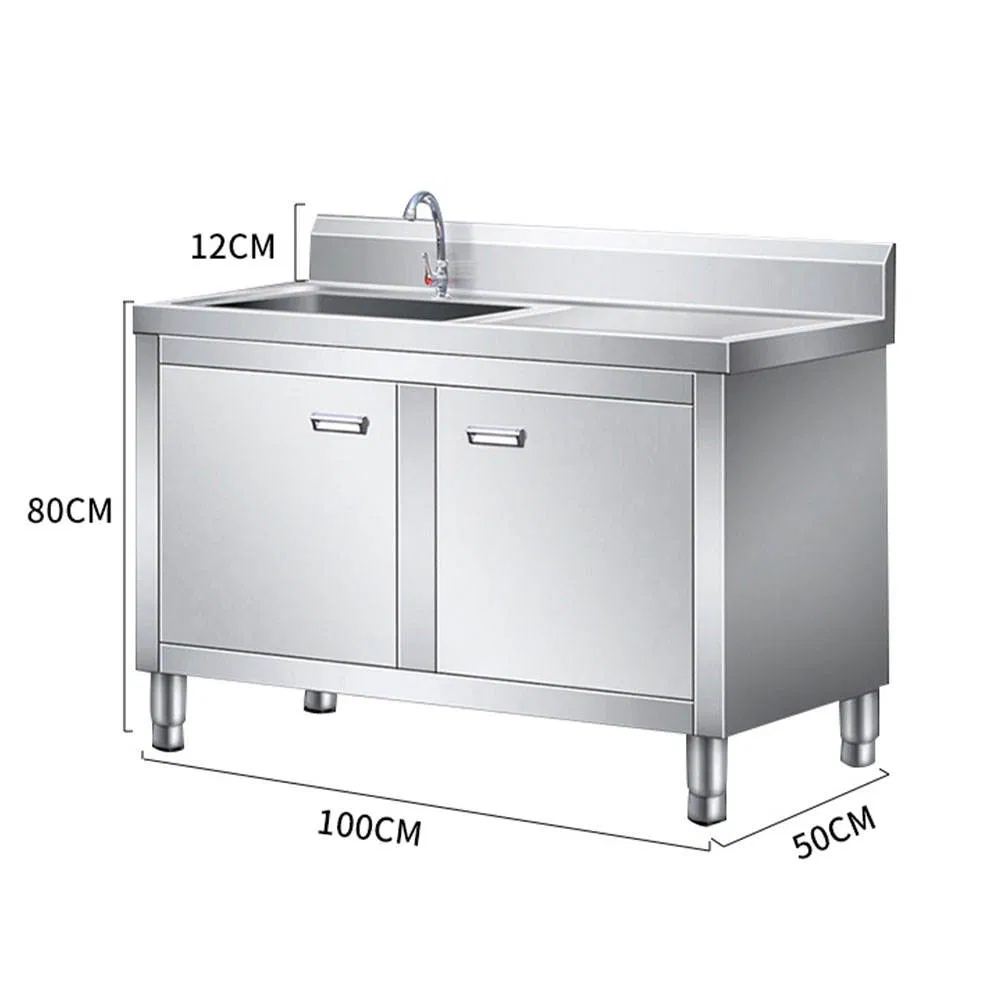Heavy Duty Stainless Steel Worktable with Built-in Sink for Food Service