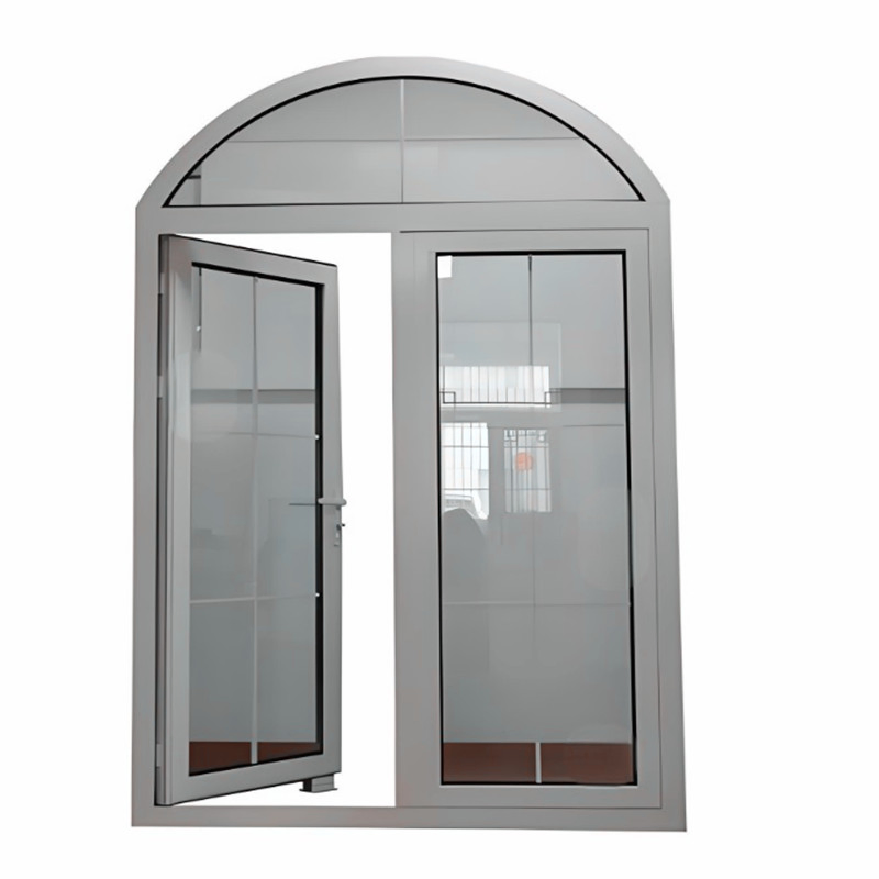 Top Half Round Grills Style Low-E Glass UPVC Casement Entrance Door