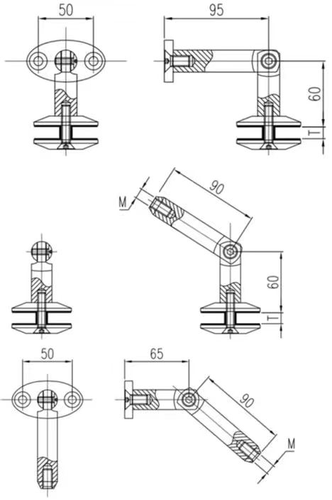 Stainless Steel Glass Hardware Accessory Glass Door Connector Glass Holder