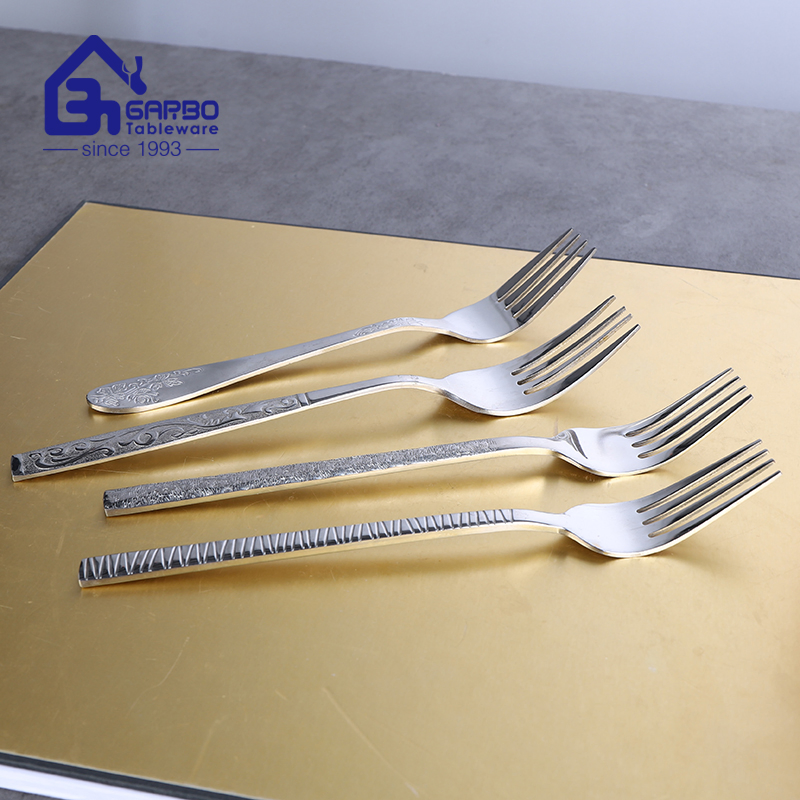 Embossed Handle 8" Dinner Fork Stainless Steel Bulk