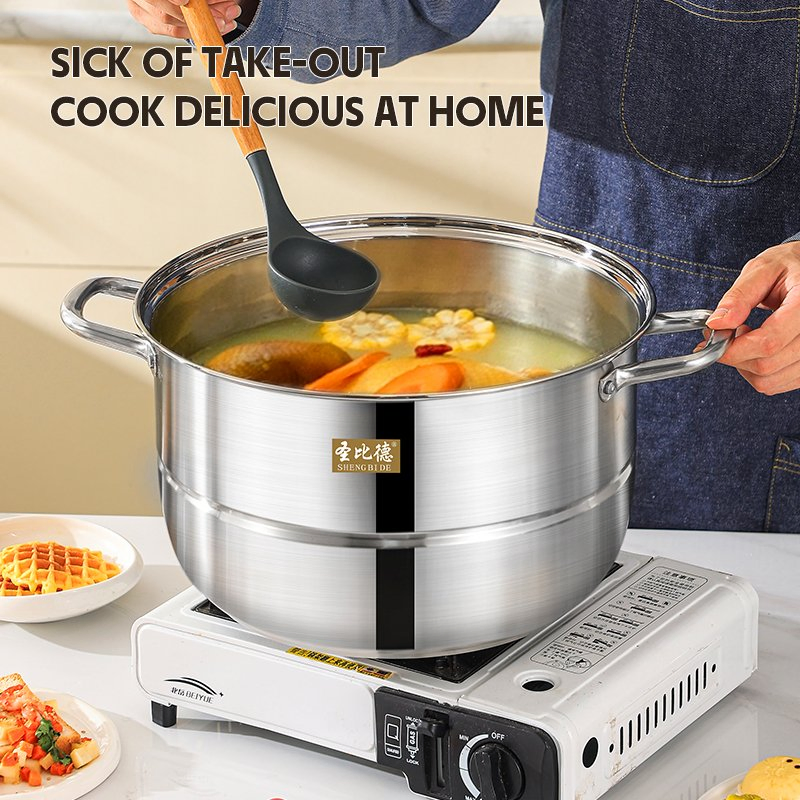 Multifunction 34cm Stainless Steel Steamer Cooker Multilayer Hot Pot Kitchen Cooking Steamers Pot for Induction Stove