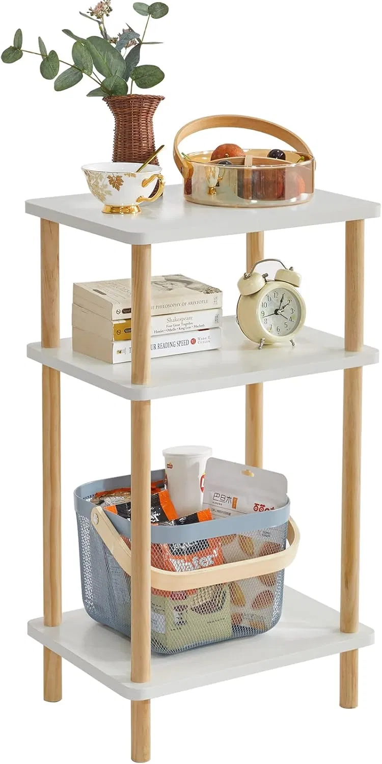 Bamboo Household Modern Simple, Bedroom, Living Room, Three-Story White Desktop, Bamboo Shelving