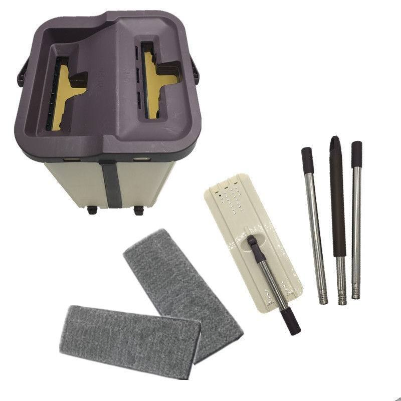 Wholesale Microfiber Flat Mop Plastic Self Squeeze Floor Cleaning Household Items Hands Free Stainless Steel Mop with Bucket Set Spin Mop