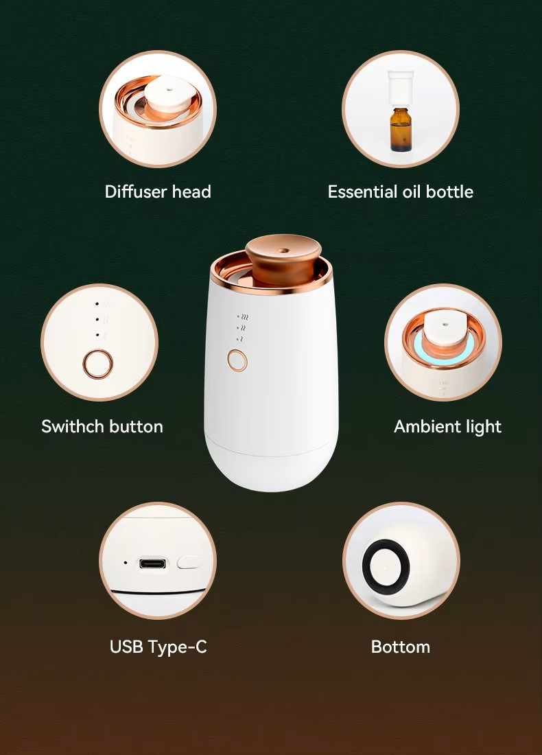 Top Sale Custom Electric USB Rechargeable Nano Cool Mist Waterless Car Aroma Diffuser Machine