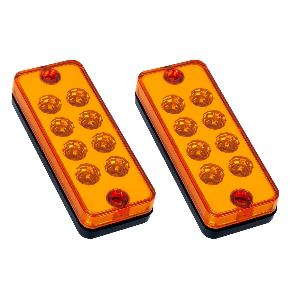 Прямоугольный янтарный светодиодный маркерный фонарь с отражателем
