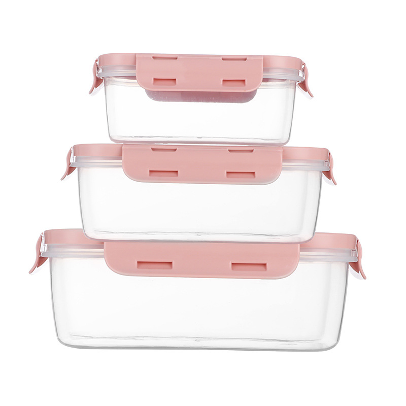 Portable 3-Piece Reusable Plastic Lunch Box for Easy Storage