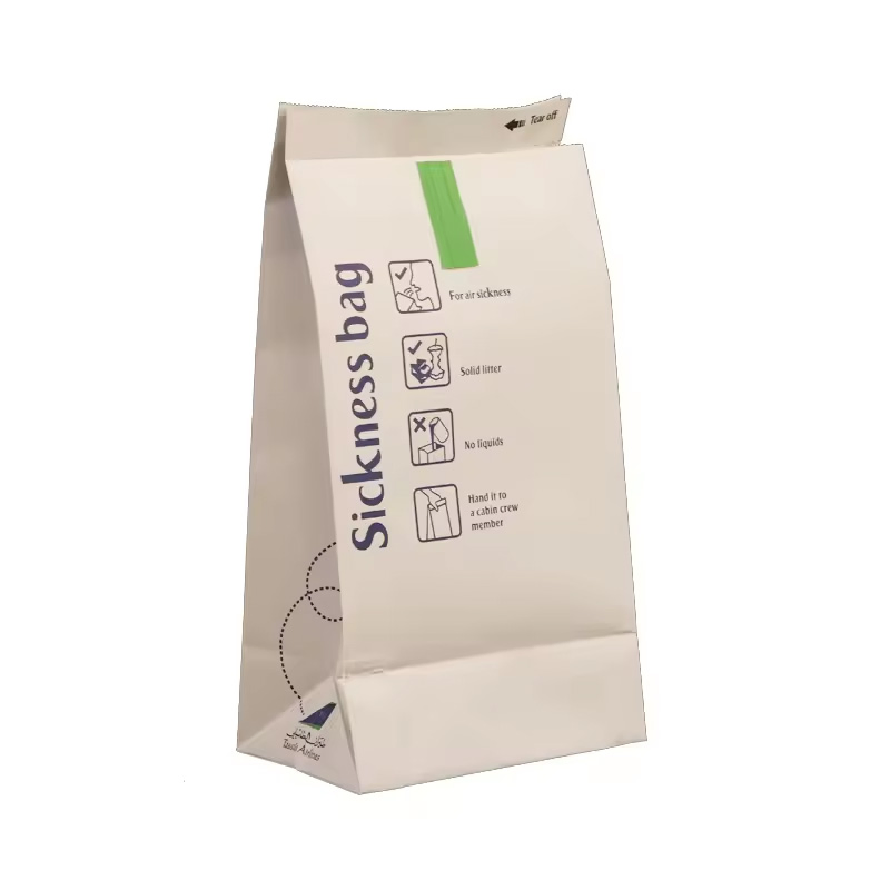 Disposable Kraft Paper Emesis Bags Square Bottom Airsickness Vomit Bags with Custom Printing