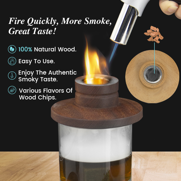 Whiskey Cocktail Smoker Kit with Torch and Ss Whiskey Ball Stones Whiskey Gift Set for Men