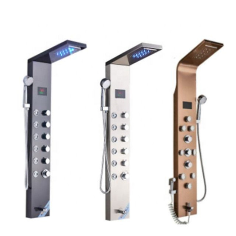 Factory Luxury Wall Mounted Thermostatic LED Rainfall Shower