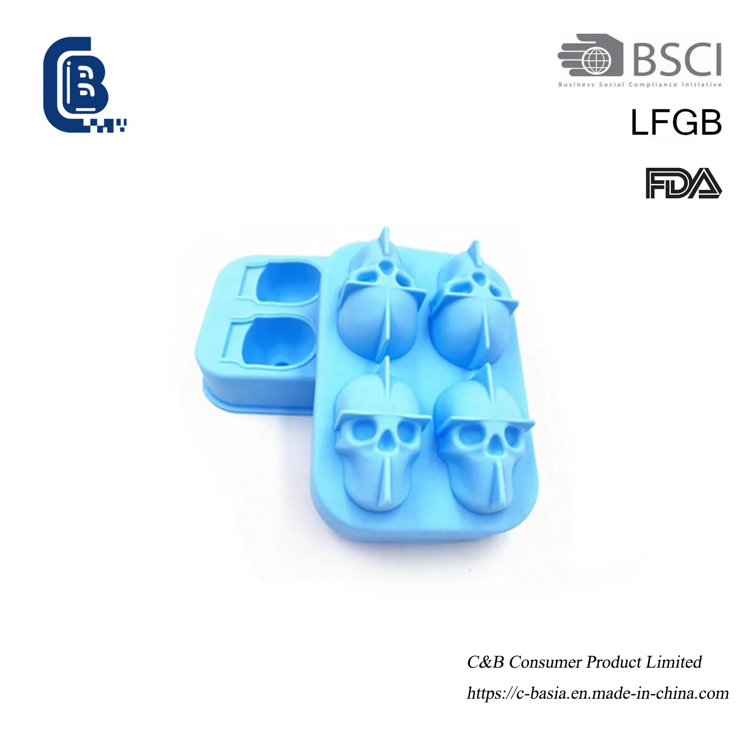 Форма для льда 3D Череп (силиконовая)