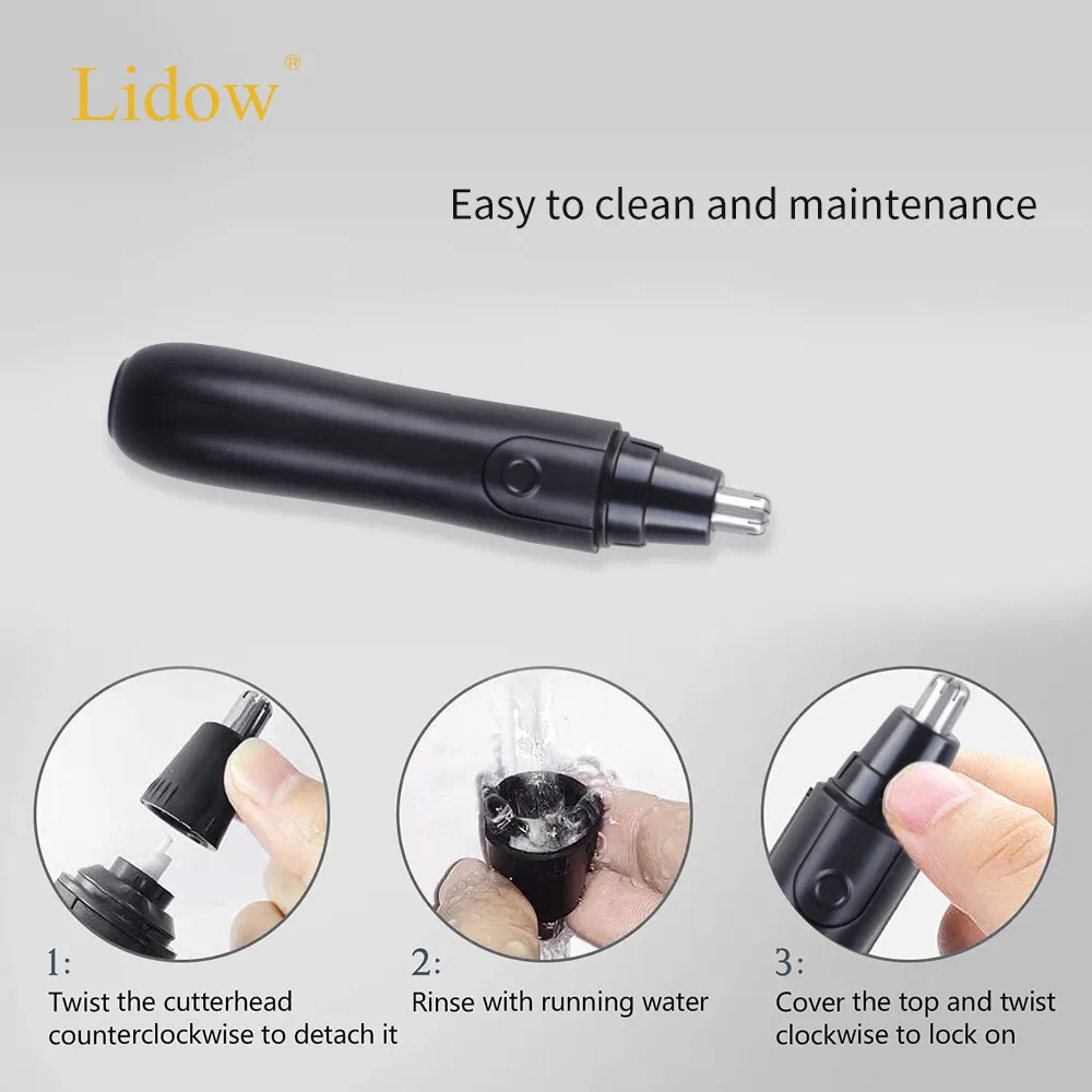 Lidow Battery Operated Painless Ear and Nose Hair Trimmer for Men & Women