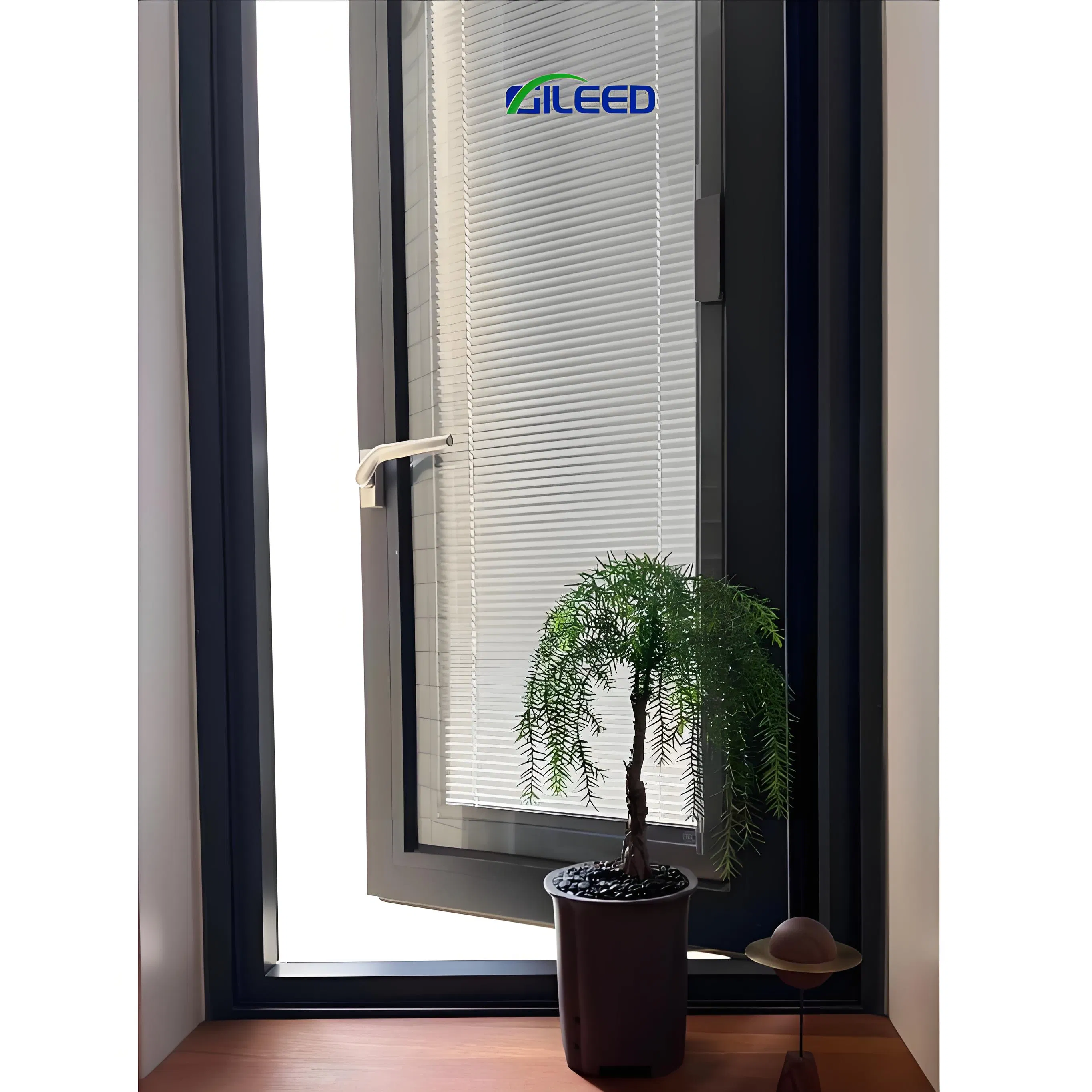 Double Glazed Aluminum Glass Sliding Windows with Magnetic Shutter Curtain