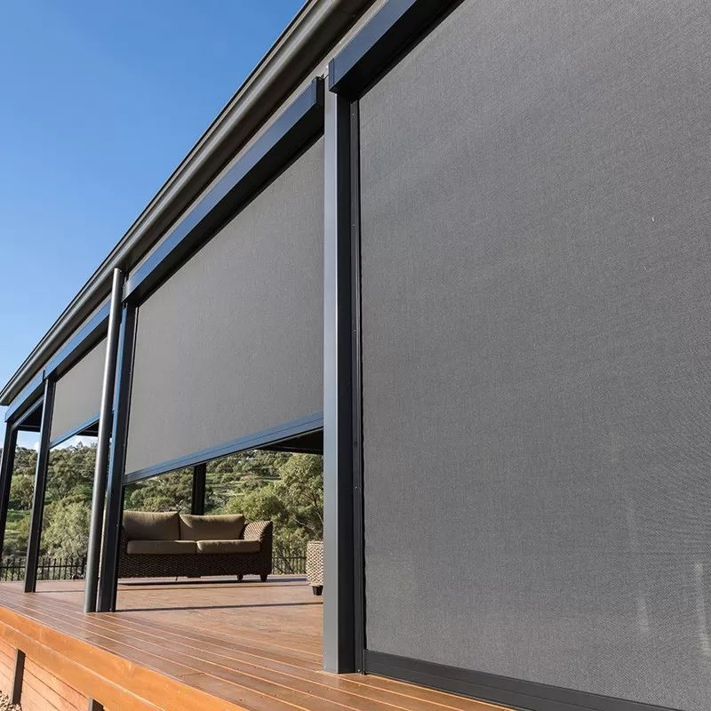 Custom Backyard Blinds Shades Motorized Roller Blinds Outdoor Heavy Duty Zip Track Windproof Windproof Waterproof Blind