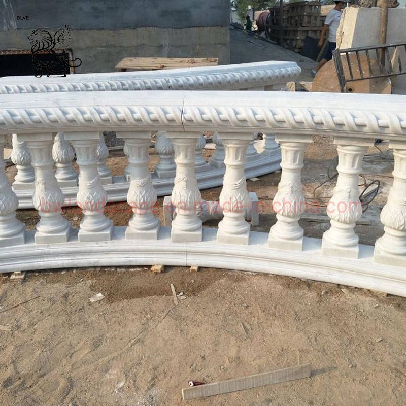 Blve Modern Balconies Railing Design Natural Stone Balustrade White Marble Stair Handrail Railing