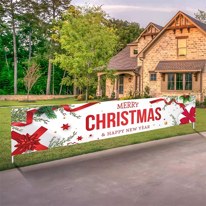 Custom Design Promotional Merry Christmas Garage Door Cover Banner for Decoration