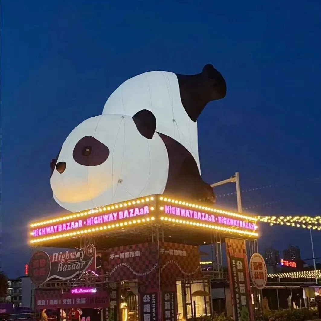 Shopping Mall Realistic Inflatable Cartoon Panda Climbing Wall Models Decoration