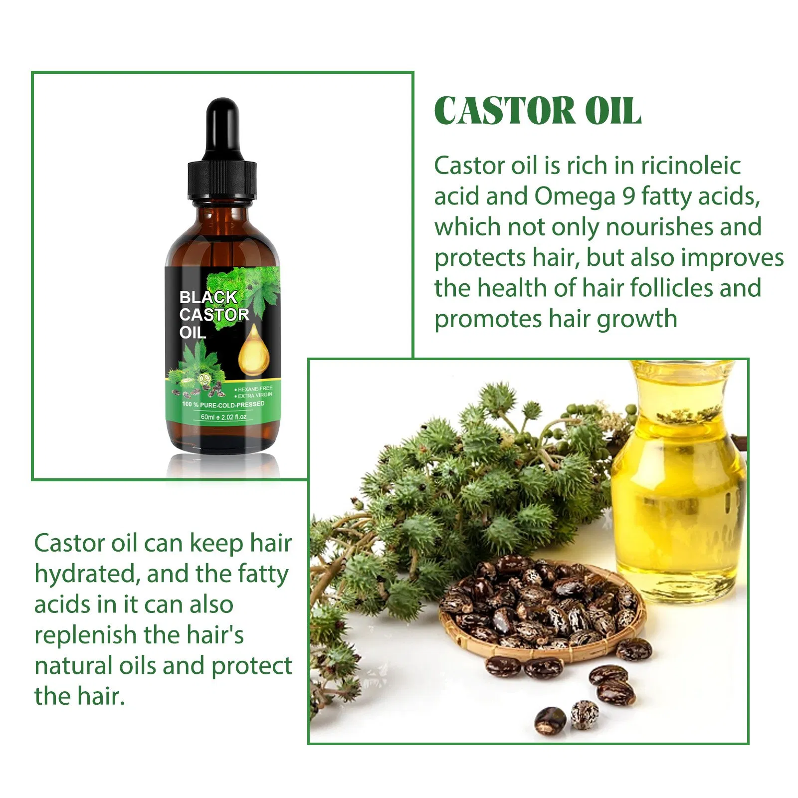 Eyelash Eyebrow Regrowth Solution Anti Hair Loss Scalp Treatment Fast Hair Growth Men Women Black Castor Oil