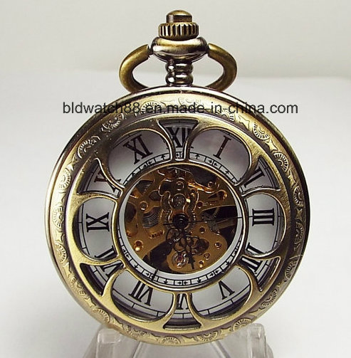 Custom Double Open Mechanical Pocket Watch with Chain