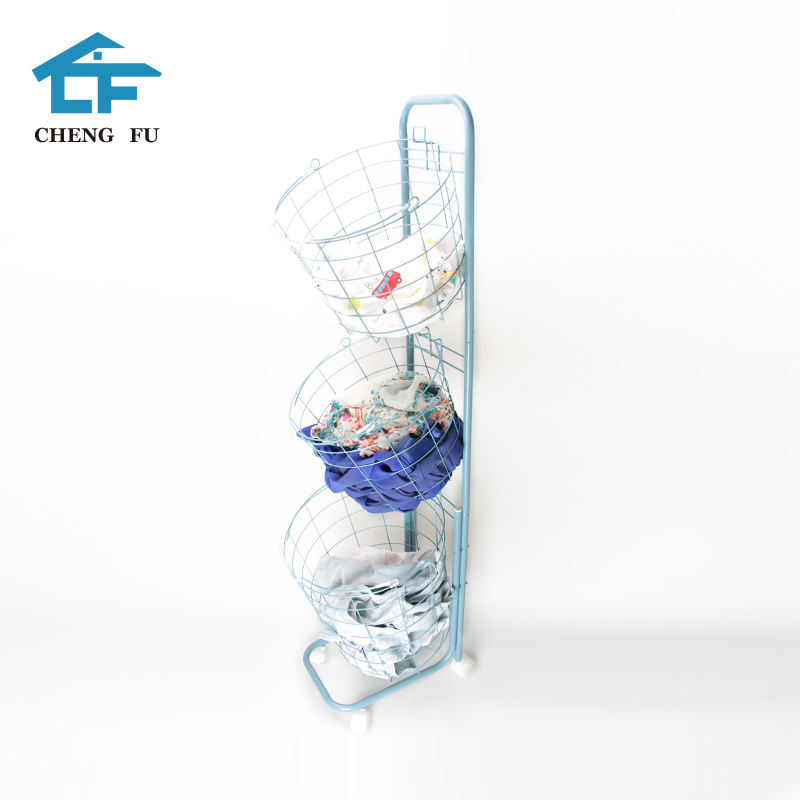 3 Tier Rolling Laundry Hamper with 3 Removable Wire Basket