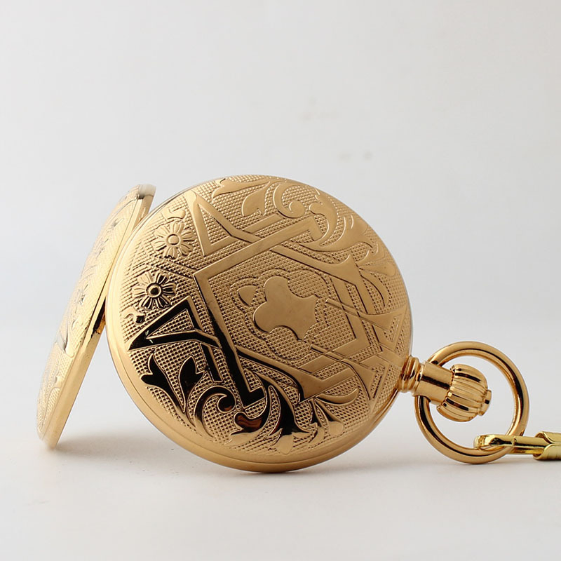 Best Quality Man Woman Fashion Antique Gold Pocket Watch with Chain