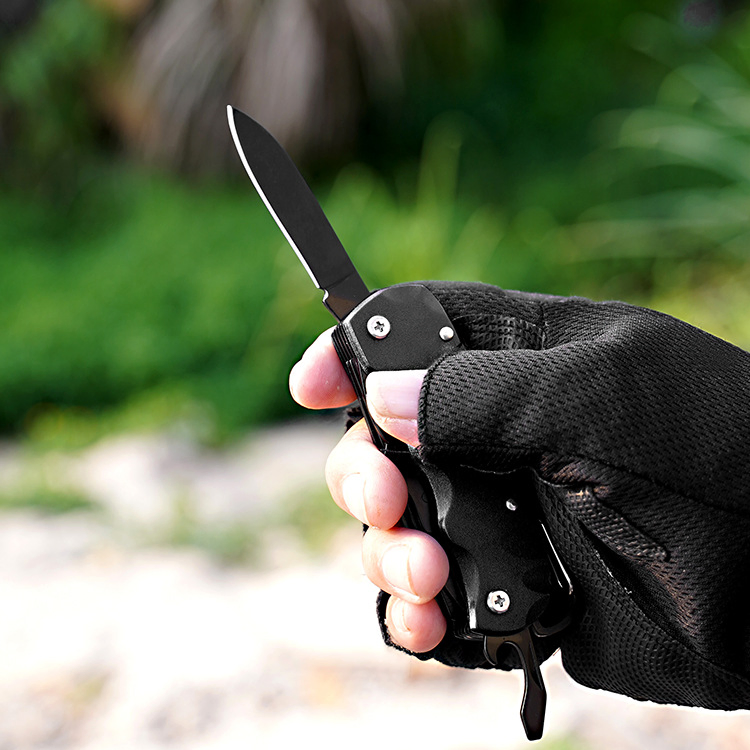 Titanium Black Multifunctional 440c Stainless Steel Knife Multi Purpose Folding Survival Outdoor Camping Tool Swiss Knife
