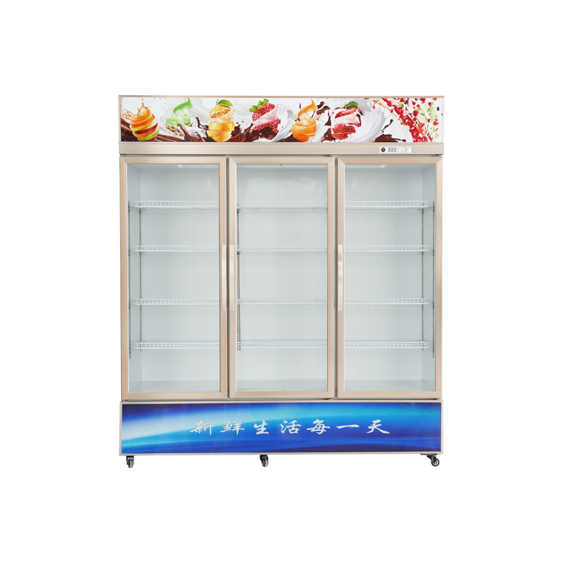 Direct Cooling Three Glass Door Vertical Upright Cooler Beverage Refrigerator