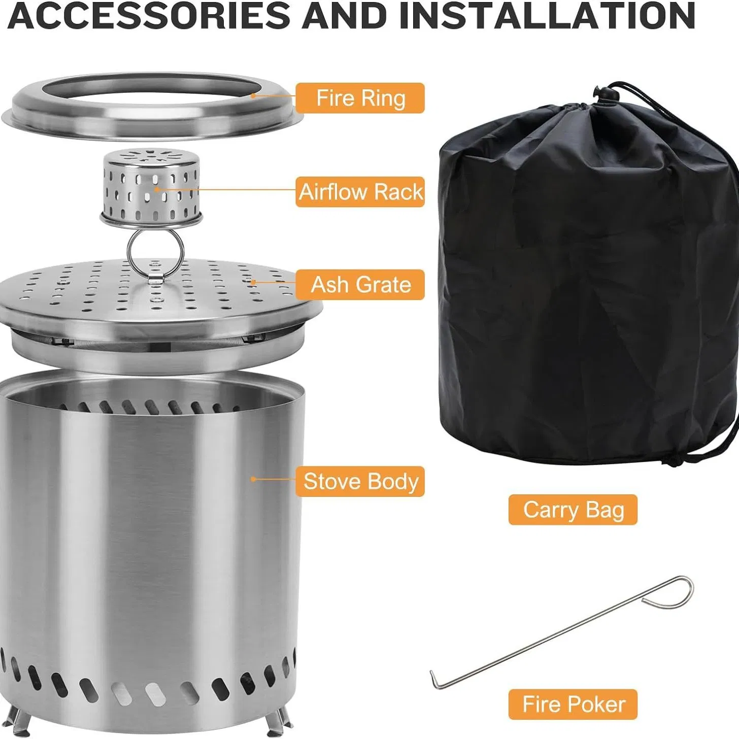 Tabletop Fire Pit with Stand - Smokeless, Stainless Steel Fire Pit for Camping, Outdoor & Patio- Wood Burning or Pellet Fueled Portable Bonfire