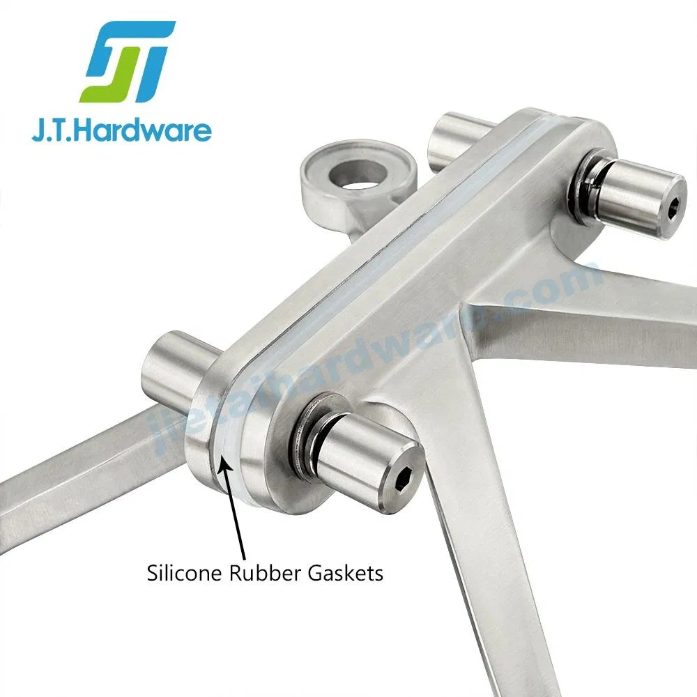 Four Head 200kgs Stainless Steel Silicone Rubber 4 Way Fin Type Glass Wall Connector Fin Spider Fitting