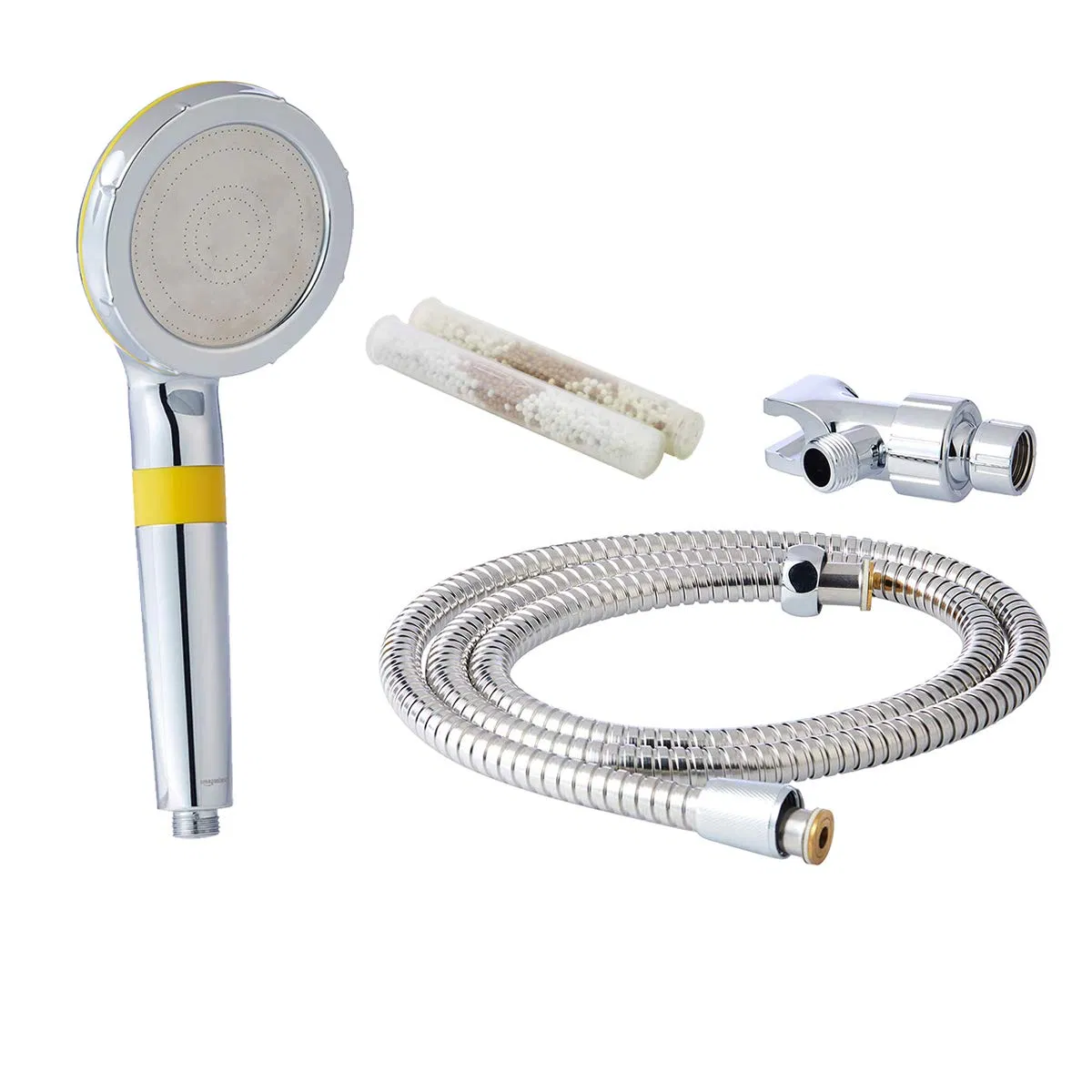 Bathroom Accessory 1 Function Shower Combo Filter Handshower Kit, Vitamin C Fragrance & Perfume, Water Purifying, with Stainless Steel Hose and Wall Bracket
