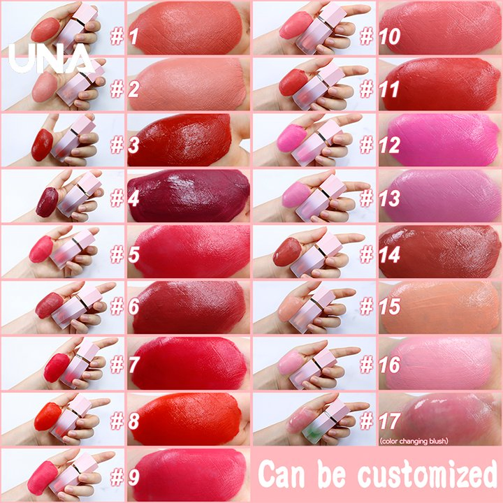 Customized Logo High Pigment Vegan Private Label Organic Makeup Blush Sponge Lip Tint Liquid Cheek Blush