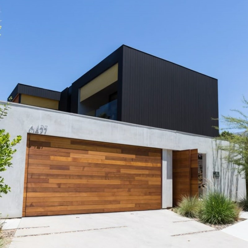 Elegant High - Quality Wooden Panel Car Garage Door for Modern Homes, Customizable