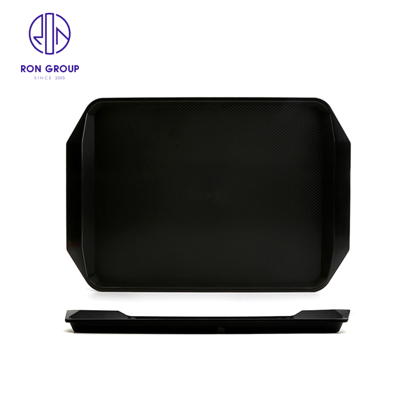 Coffee Shop Fast Food Restaurant Hotel Food Drink Tray Stackable Melamine Plastic BBQ Serving Non-Slip Rectangle Tray