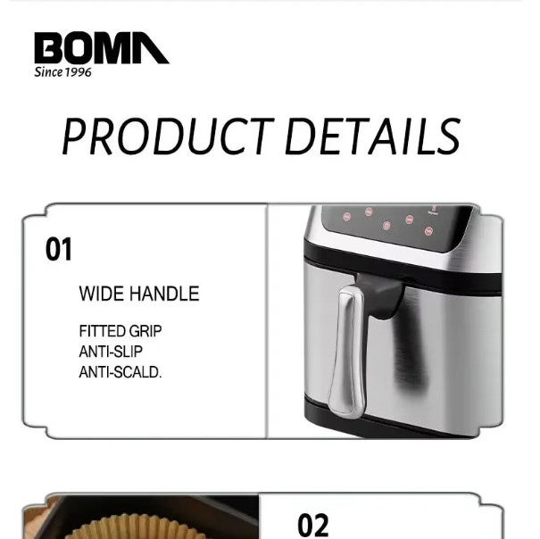 10L Large Capacity Air Fryer Home Appliances Multifunctional Square Electric Digital Touch Display 10 Liter Big Air Fryer