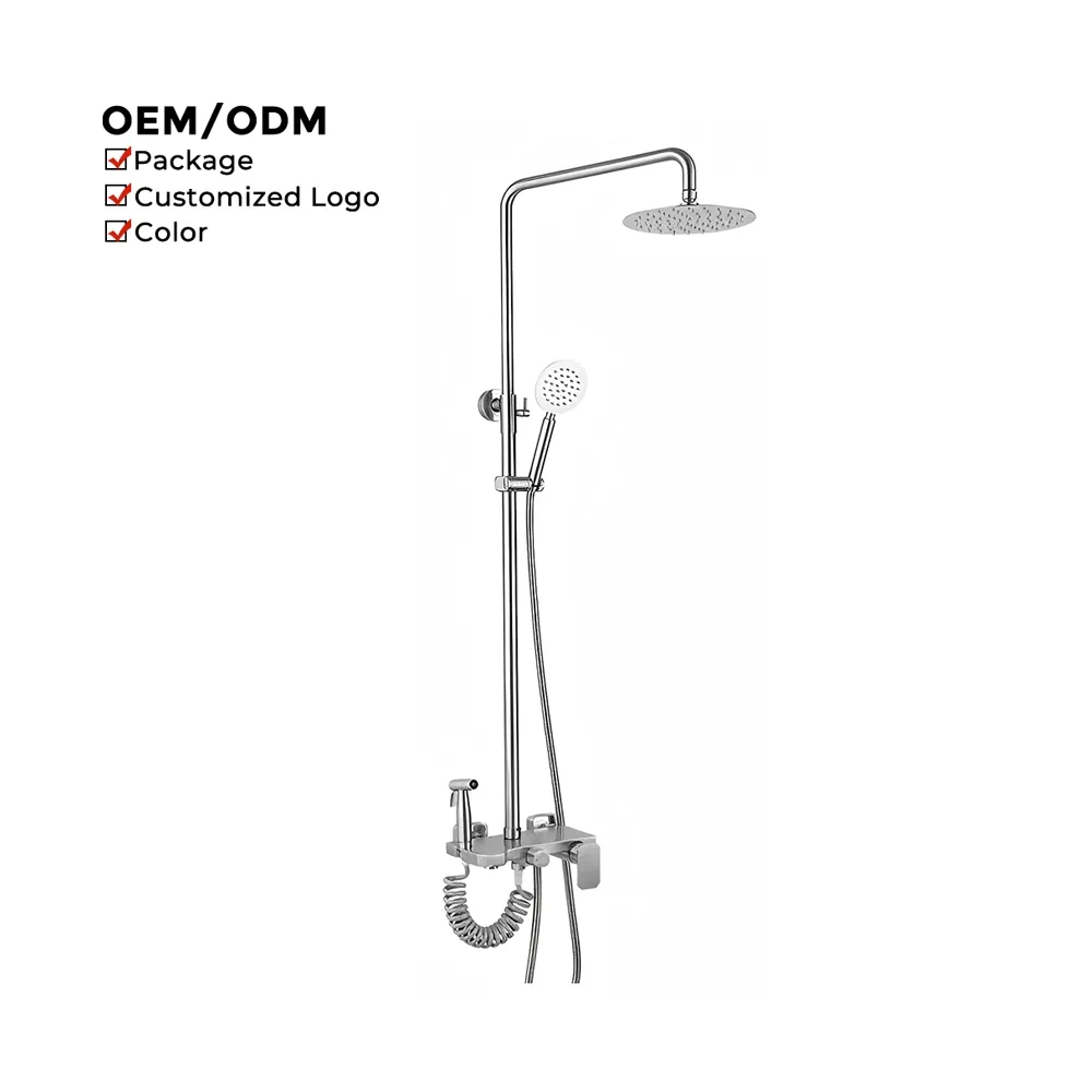 Modern Brushed Stainless Steel Shower Faucet Panel for Luxurious Bathrooms
