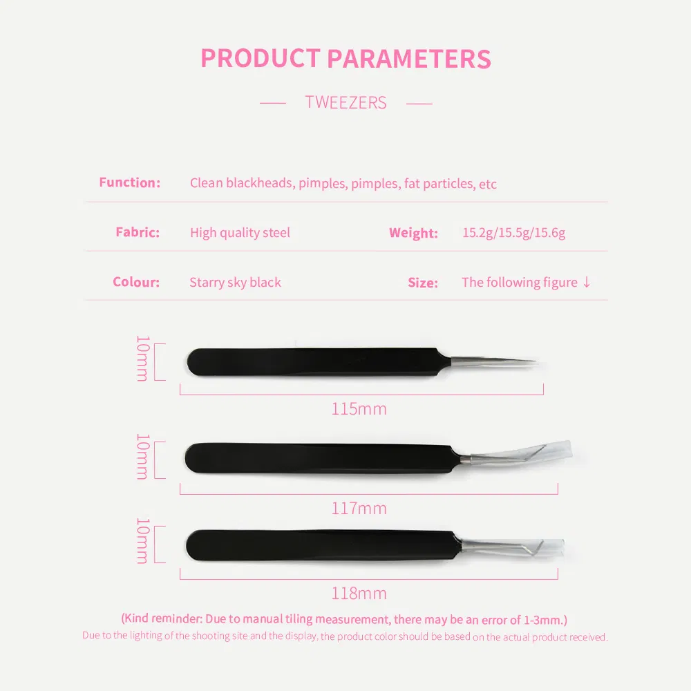 Stainless Steel Facial Curved Blackhead Remover Precision Face Nose Eyebrow Eyelash Pointed Tweezers