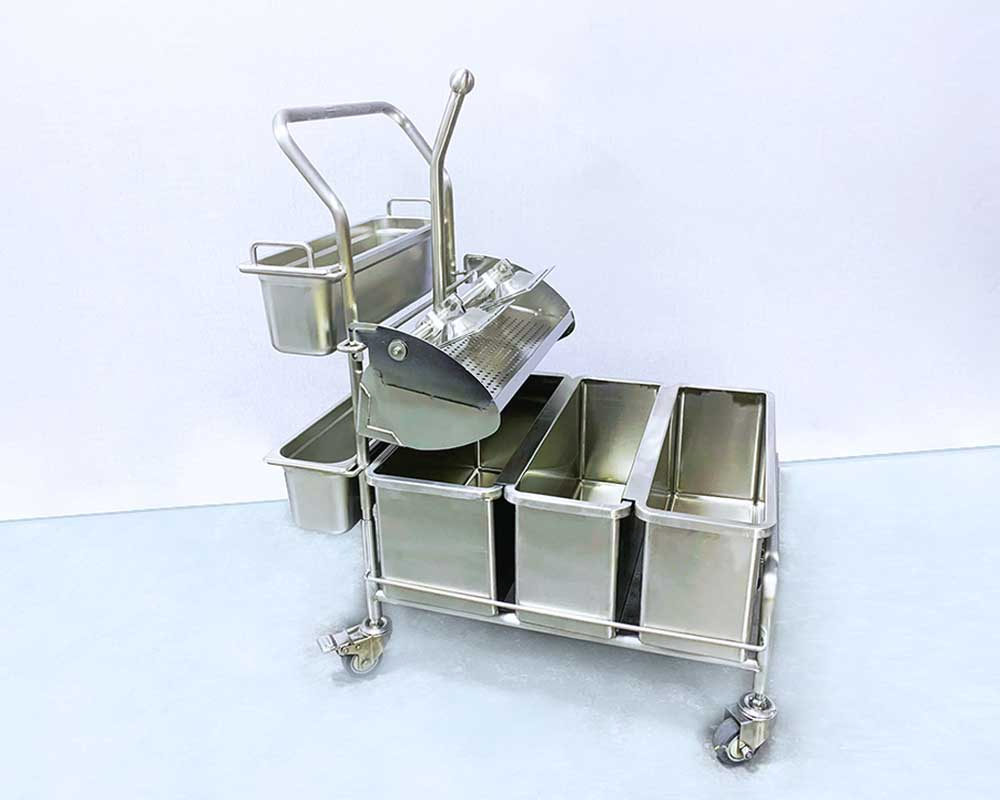 Cleanroom Stainless Steel Autoclavable 3 Buckets Trolley