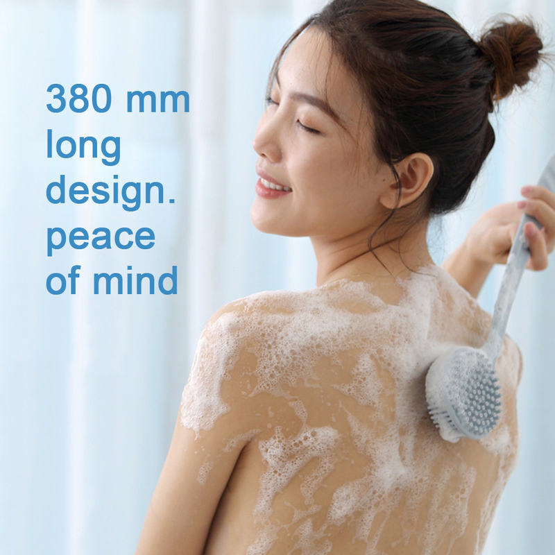 New Soft Back Bath Brush BPA Free Scrubber Shower Massage Silicone Bath Body Scrub Brush with Long Handle