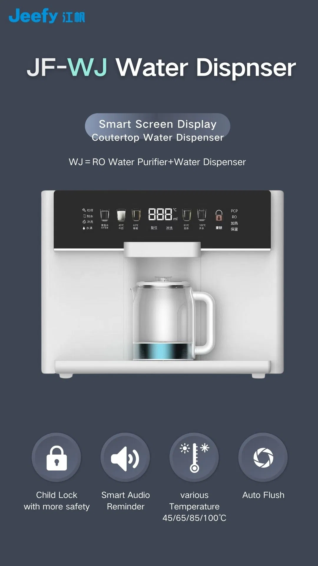 Home Appliances 100gpd RO System Countertop Hot Cold Water Dispenser