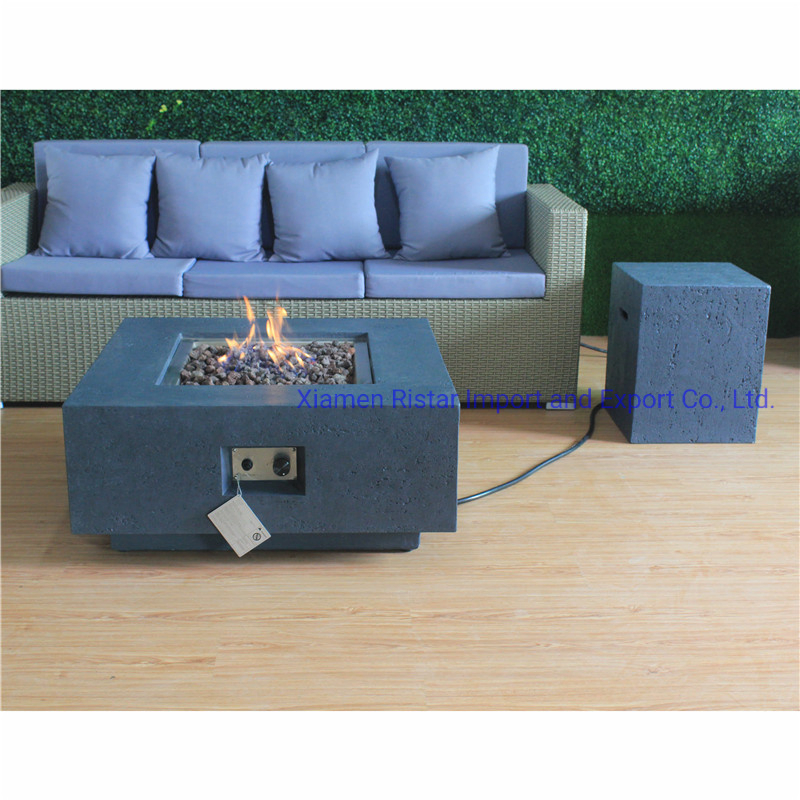 High Performance Cast Concrete Table Square Fire Pit Gas Tank Cover Side Table