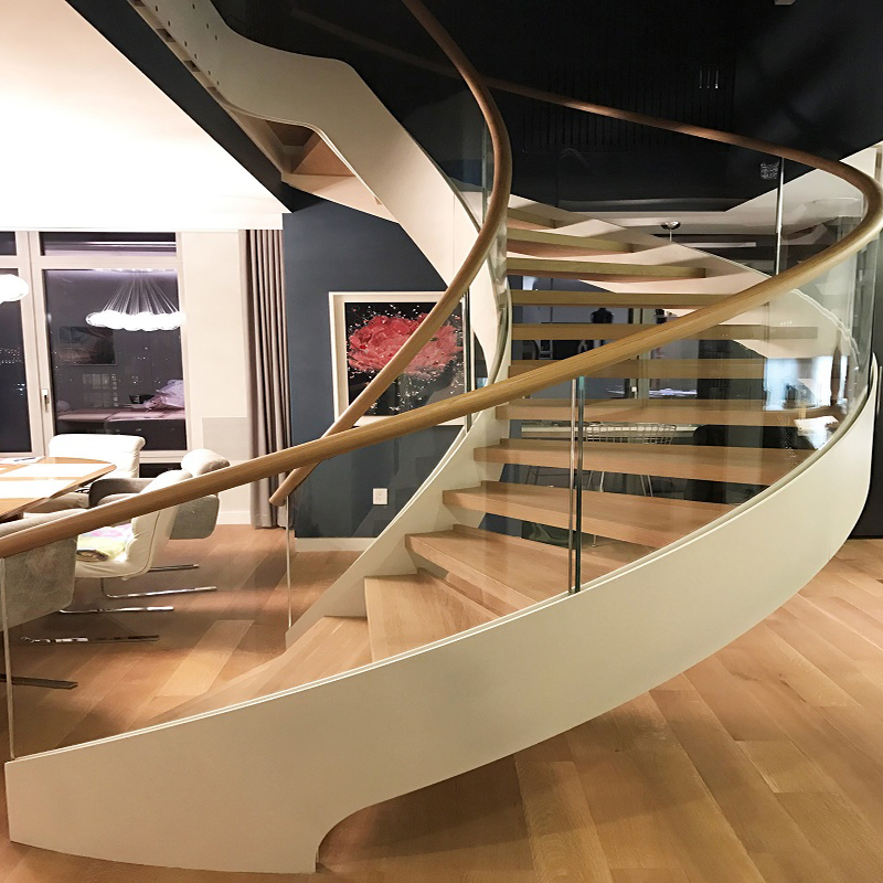 Popular Modern Arc Stiar Customized Interior Wooden Curved Staircase