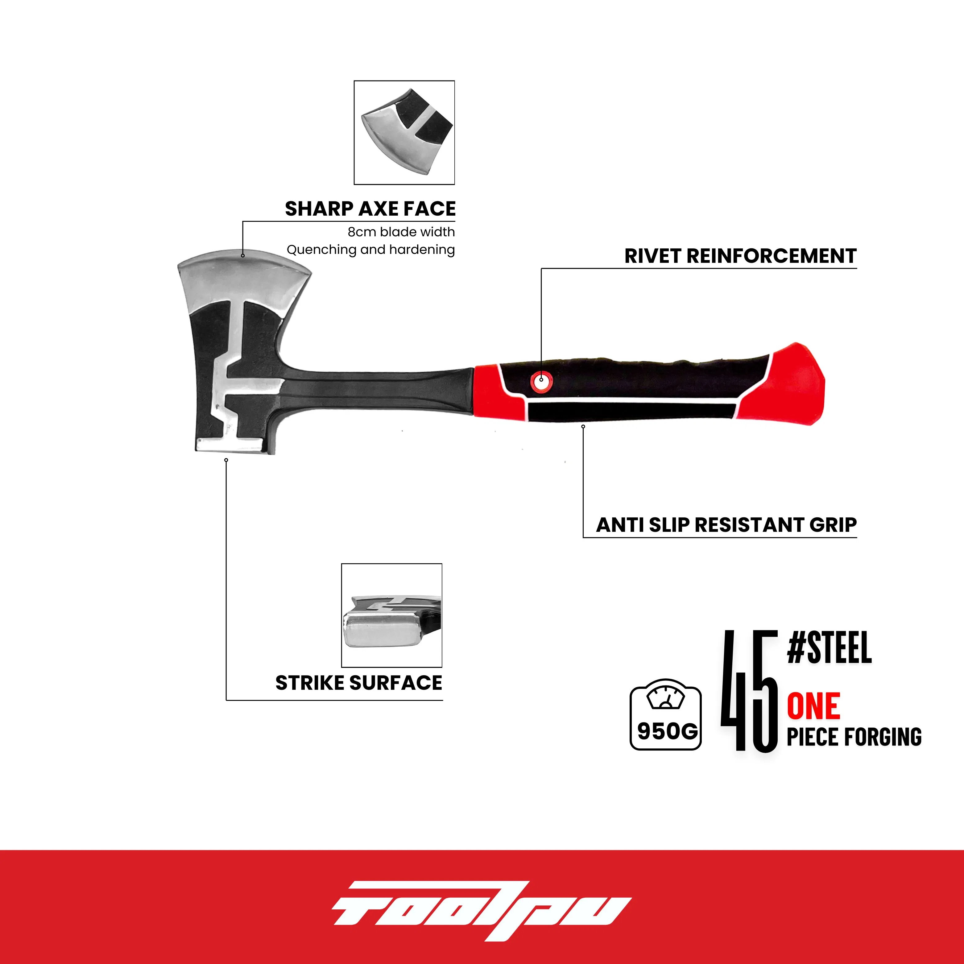 600g High Quality Customizable 45 Carbon Steel One-Piece Forged Axe Strong and Durable Hammer Design