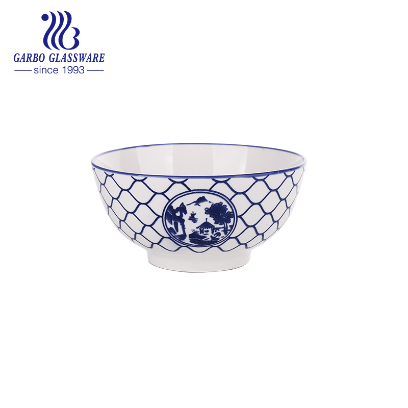 Stock 6 Inch Print China Ceramic Bowls for Kitchenware Using for Home Mix Container Rice Bowl Set Porcelain Tableware