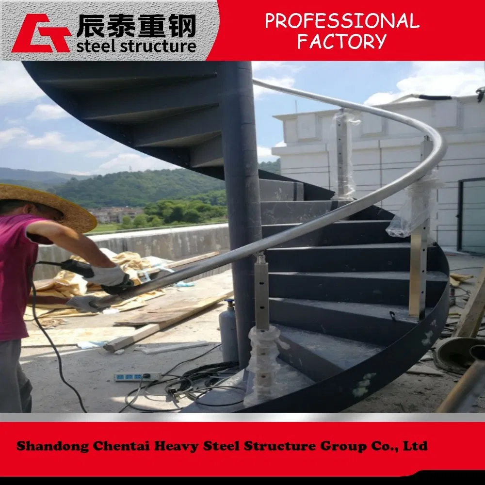 Building Material Steel Structure Staircase Fire Escape Stair with Metal Balustrade